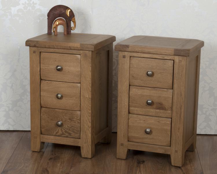 Solid Oak Bedside Tables 3 Drawer in Chunky Dorset Country eBay